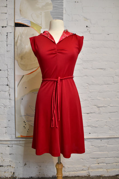 Vintage 1960's Cranberry Hooded Dress