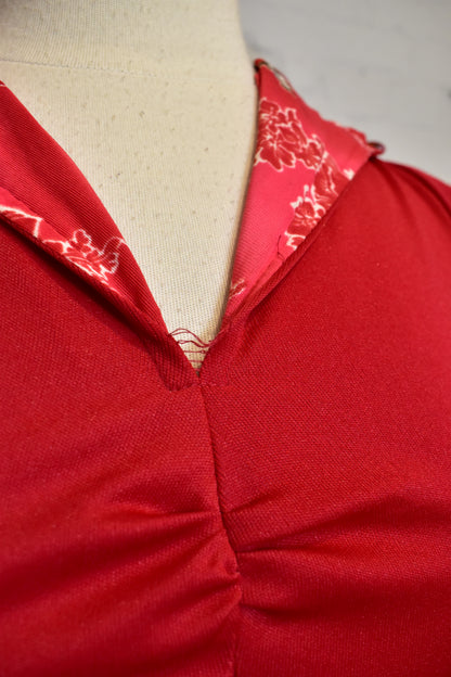 Vintage 1960's Cranberry Hooded Dress