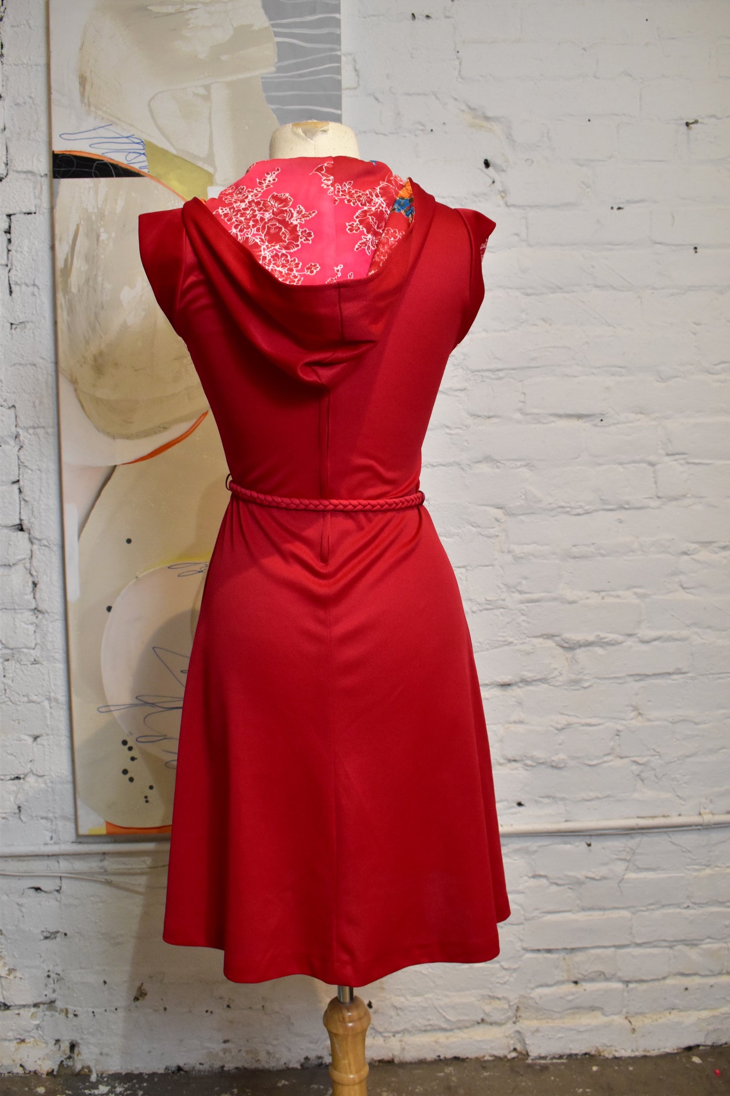 Vintage 1960's Cranberry Hooded Dress