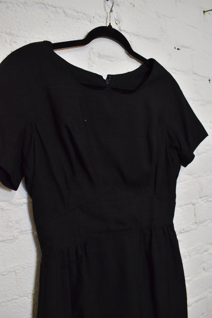 Vintage 1950s "The Bon Marche" Black Wiggle Dress