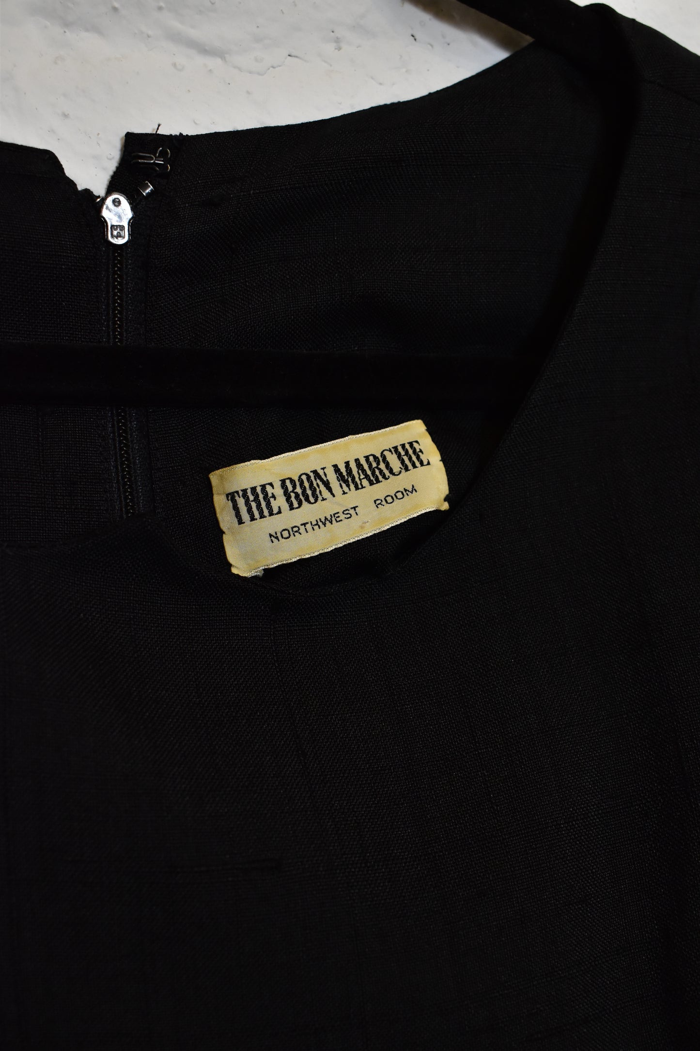 Vintage 1950s "The Bon Marche" Black Wiggle Dress