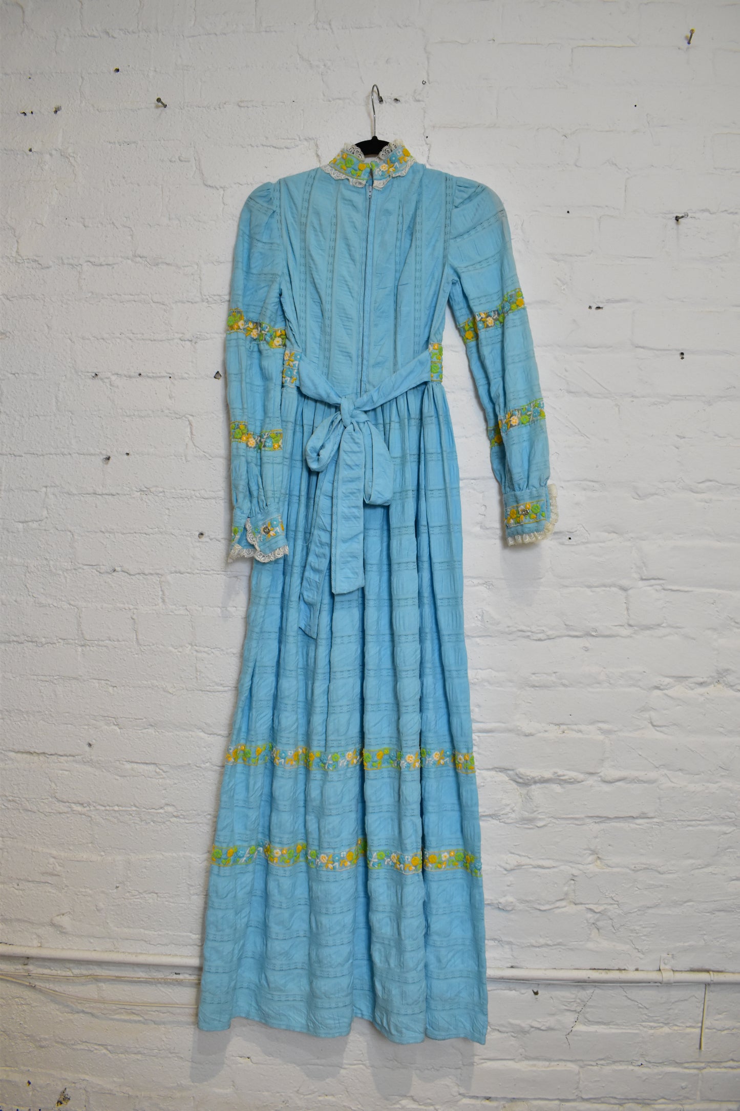Vintage 1960s 1970s Floral Maxi Prairie Dress