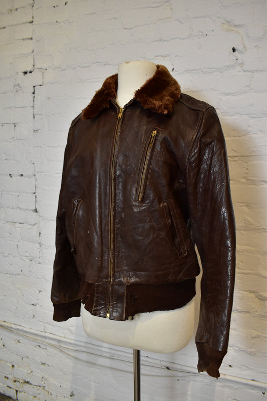 Vintage 1950s 1960s "Windward" Horsehide Leather Jacket