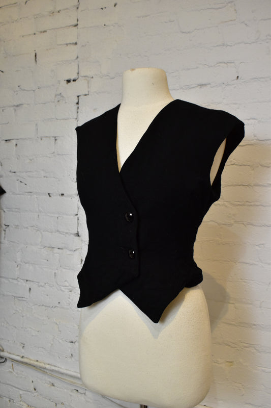 Vintage 1960s Black Womens Vest Top Blouse