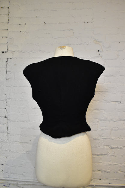 Vintage 1960s Black Womens Vest Top Blouse