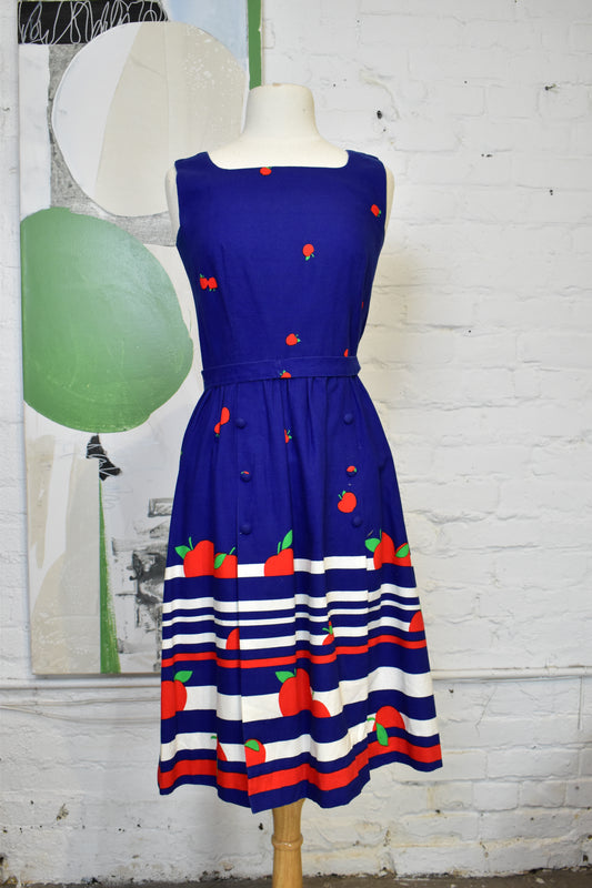 Vintage 1960s Malia Apple Print Summer Day Dress