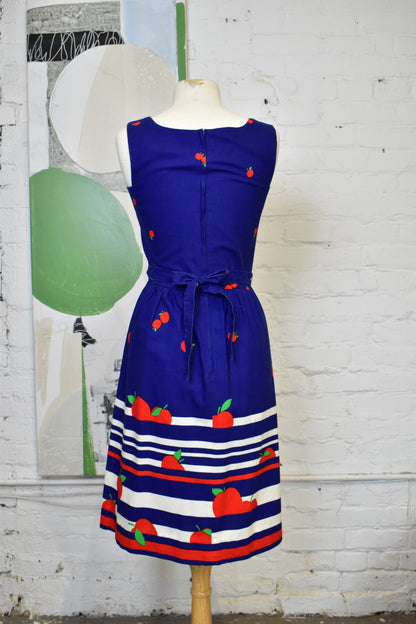 Vintage 1960s Malia Apple Print Summer Day Dress