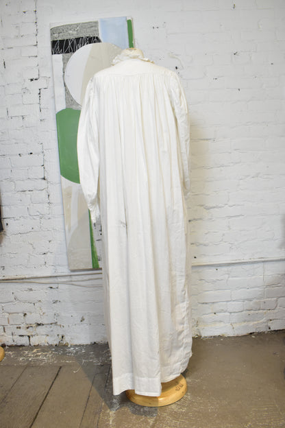 Antique White Gauzy Cotton Crochet Nightgown Dress
