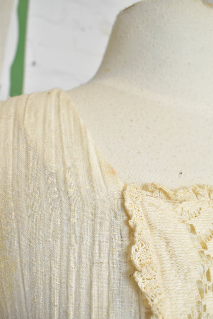Vintage 1970s "Rag Dolls" Cream Maxi Peasant Dress