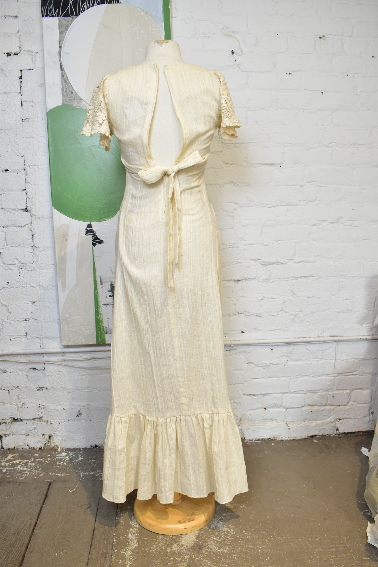 Vintage 1970s "Rag Dolls" Cream Maxi Peasant Dress