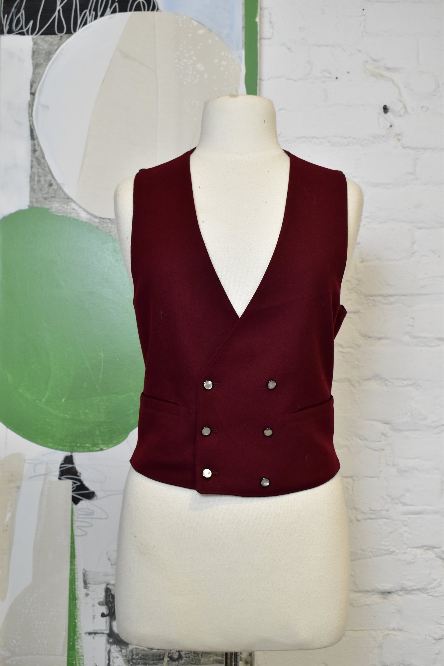 Vintage 1960s "Lockburne by Liberty" Burgundy Wool Suit Vest