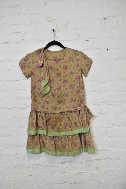 Vintage 1920s/1930s Silk Floral Girls Dress
