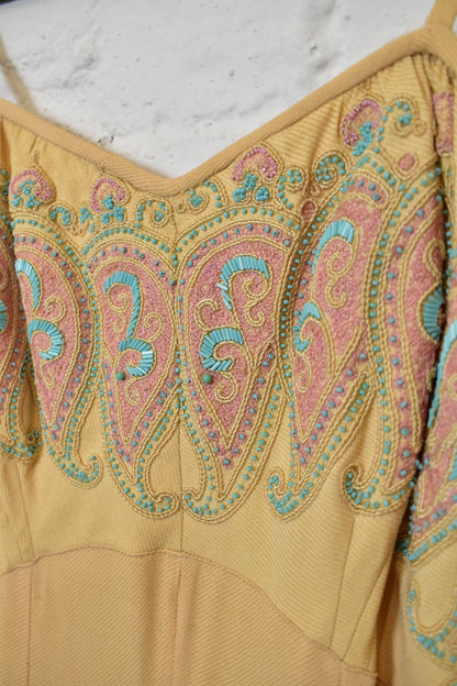 Vintage 1950s/1960s Paisley Beaded Party Dress
