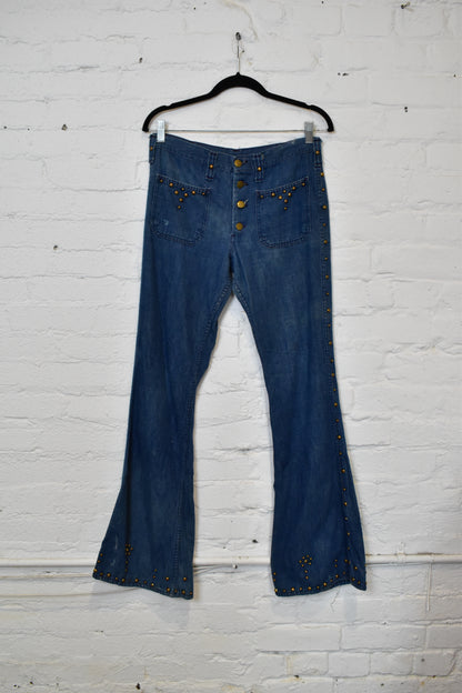 Vintage "Lee" Rivet Studded Bell Bottom Jeans