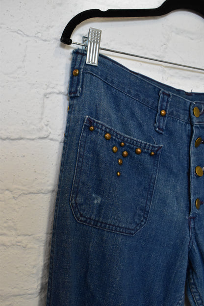 Vintage "Lee" Rivet Studded Bell Bottom Jeans