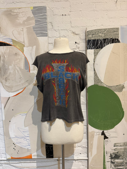 Vintage 1980s Black Sabbath Flaming Cross T-Shirt