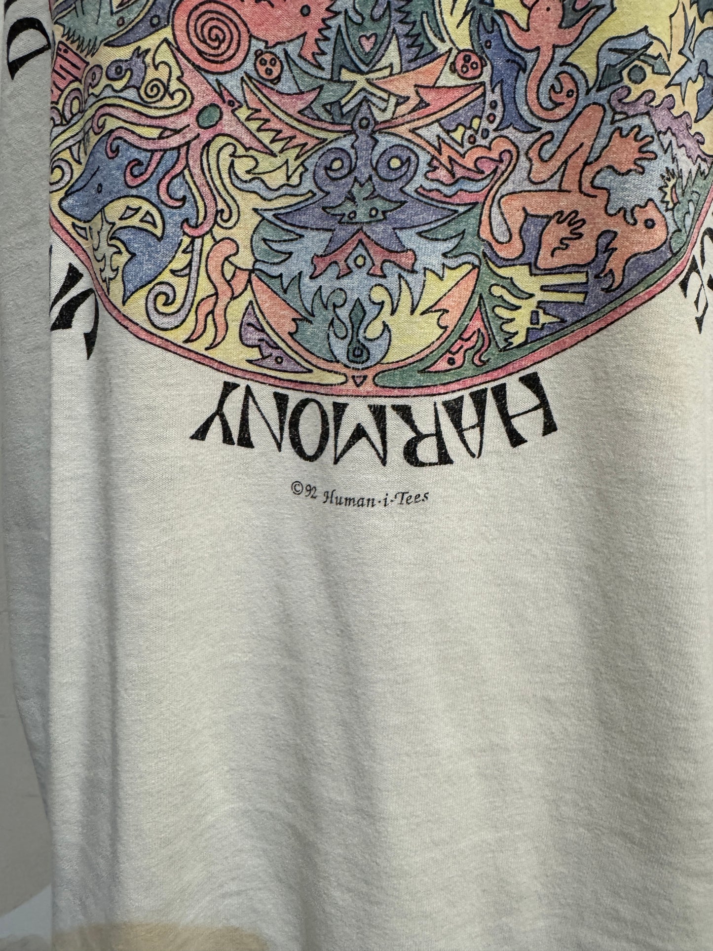 Vintage 1992 Human-i-Tees Earth Nature Peace Harmony Diversity T-Shirt
