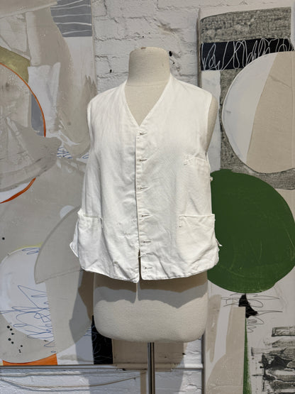 Antique White Cotton Mens Formal Dress Vest