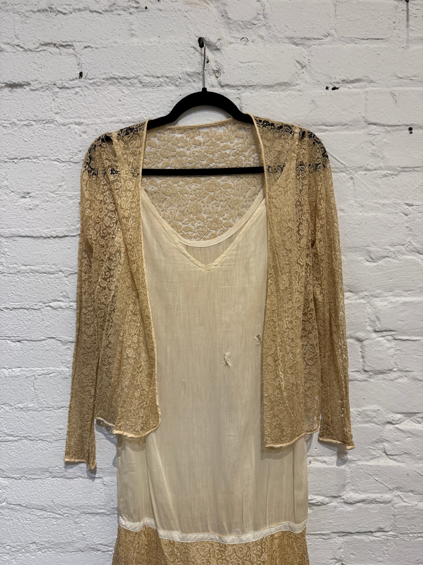 Vintage 1920's Cream Drop Waist Lace Dress