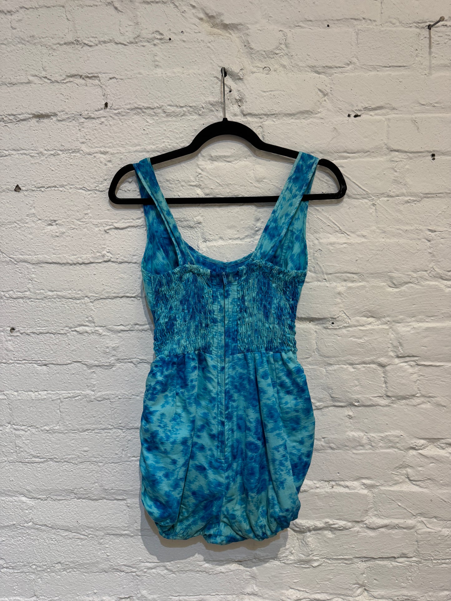 Vintage 1950s 1960s Blue Floral Cotton Swimsuit