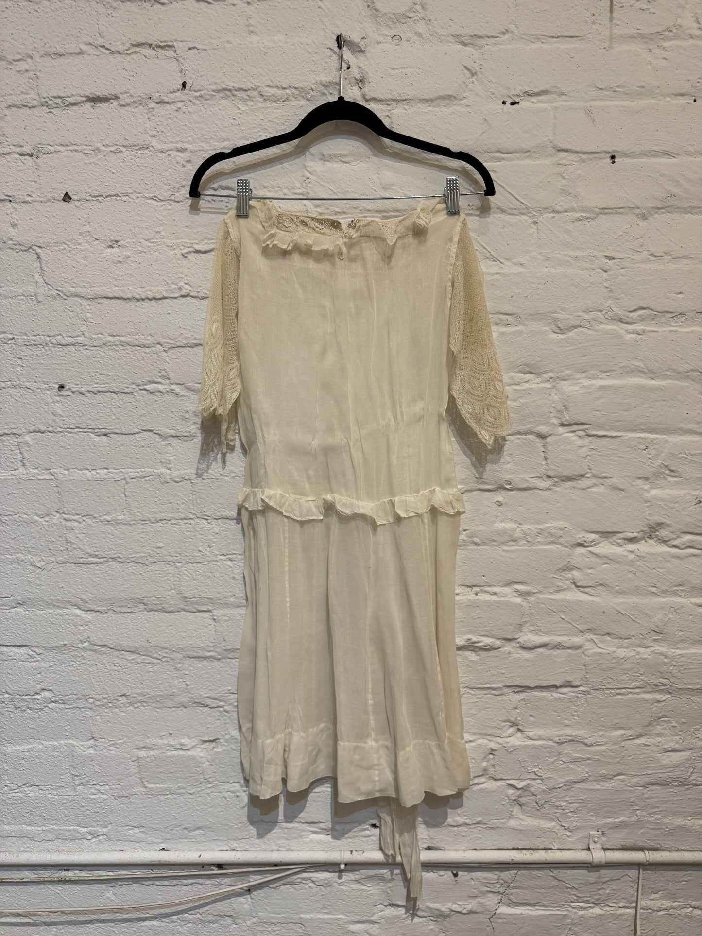 Girls Antique Gauzy Cotton and Lace Tea Dress