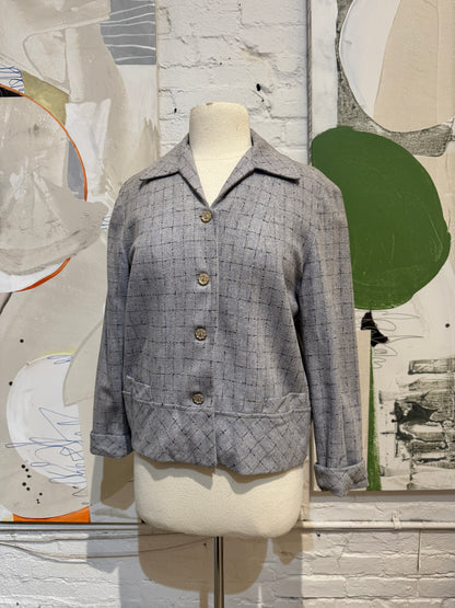Vintage 1940s Ladies "Sportgems" Grey Check Wool Jacket