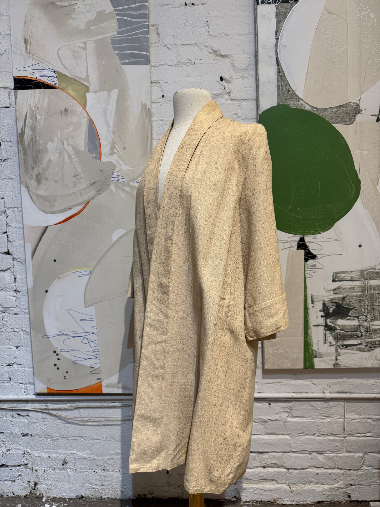 Vintage 1960s Gold Brocade Duster Coat