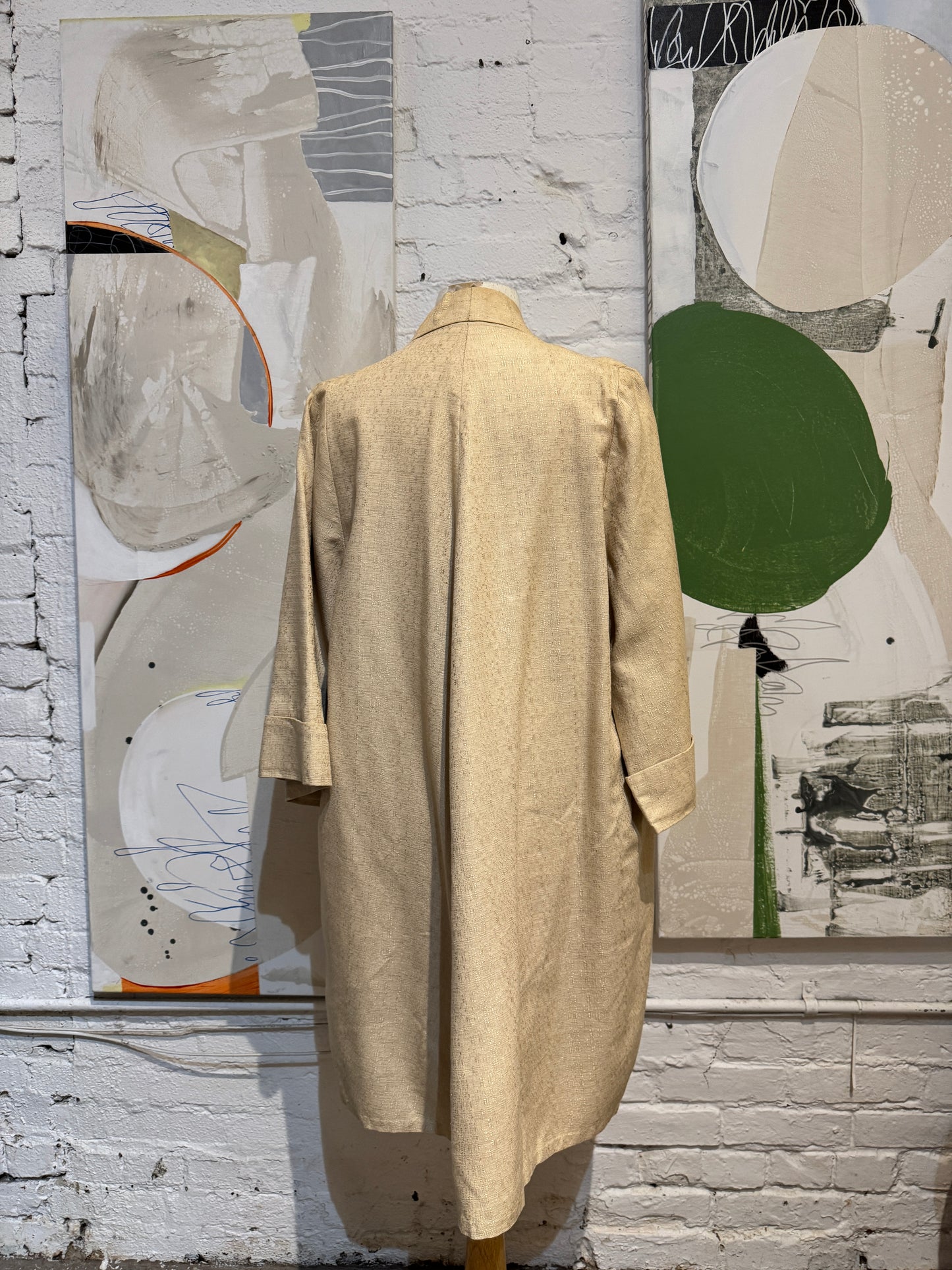 Vintage 1960s Gold Brocade Duster Coat