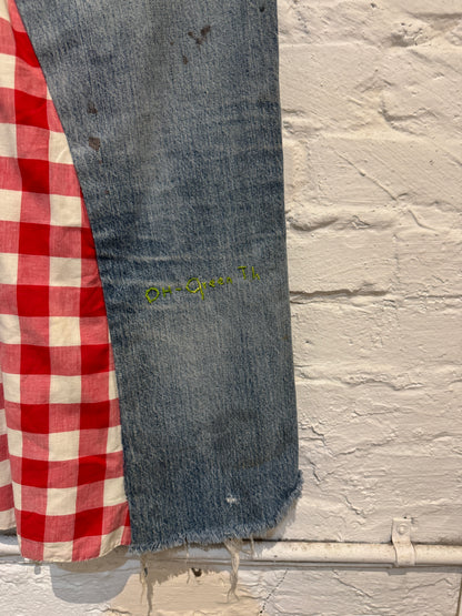 Vintage 1960s 1970s Levis Folkart Denim Patchwork Maxi Skirt