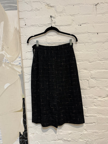 Vintage 1950s Black and Pink Check Wool Pencil Skirt