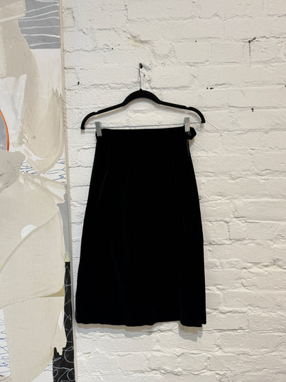 Vintage Black Velvet Pencil Skirt