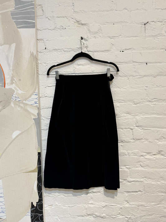 Vintage Black Velvet Pencil Skirt