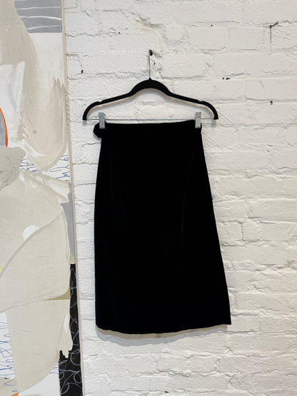 Vintage Black Velvet Pencil Skirt