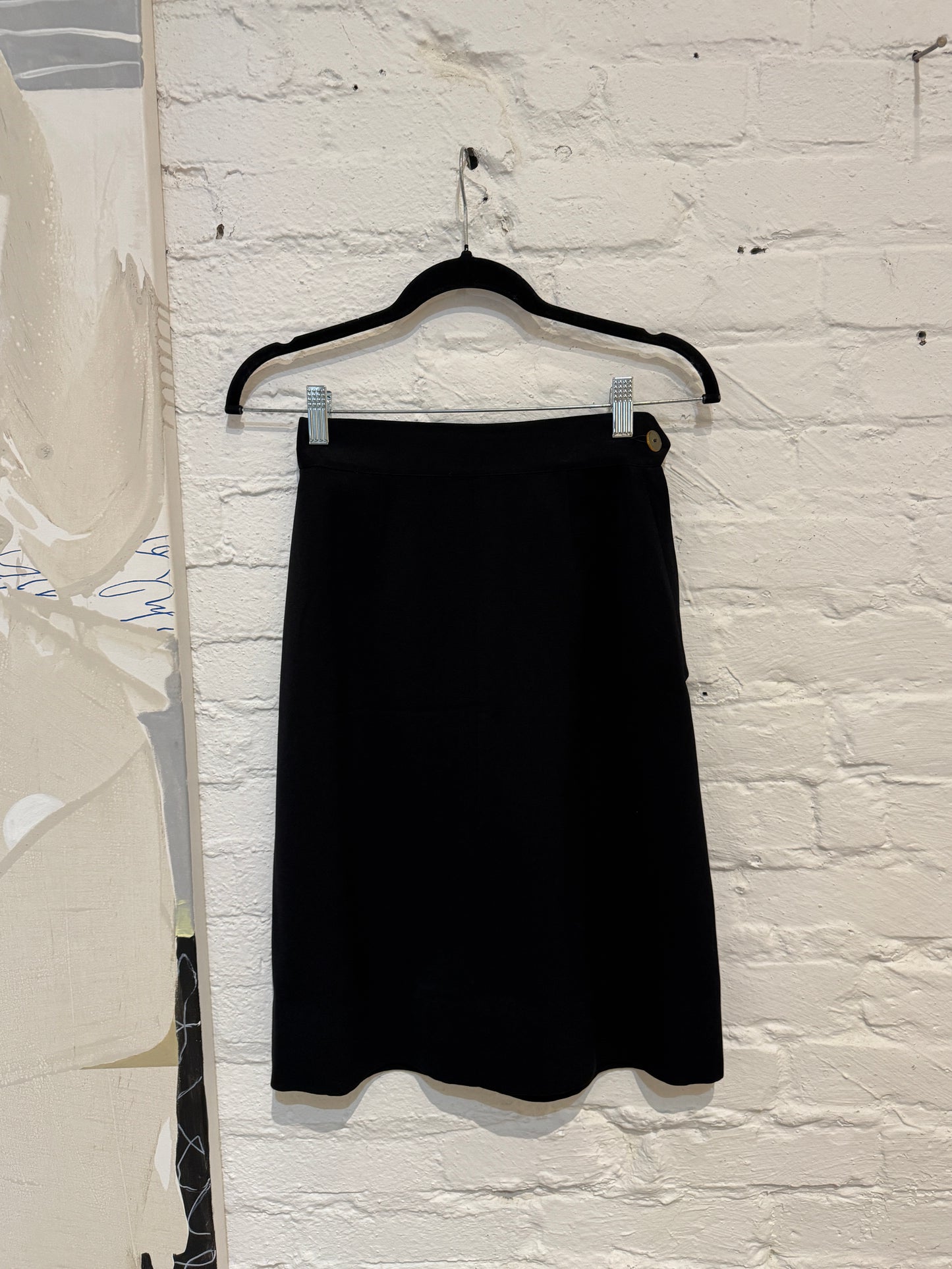 Vintage 1940s Black Gabardine Pencil Skirt