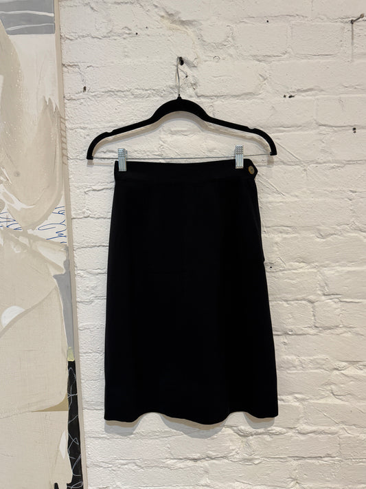 Vintage 1940s Black Gabardine Pencil Skirt