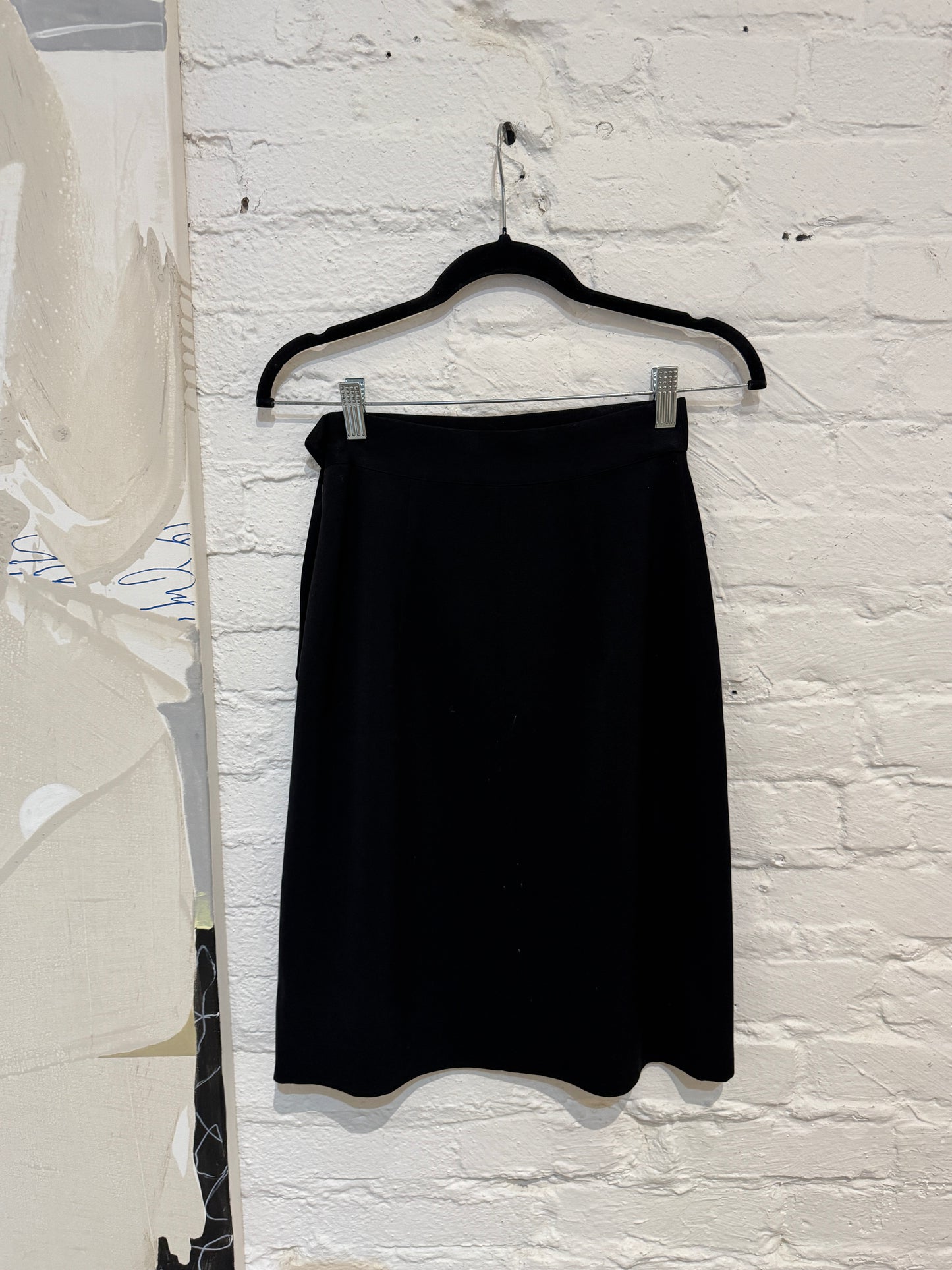 Vintage 1940s Black Gabardine Pencil Skirt