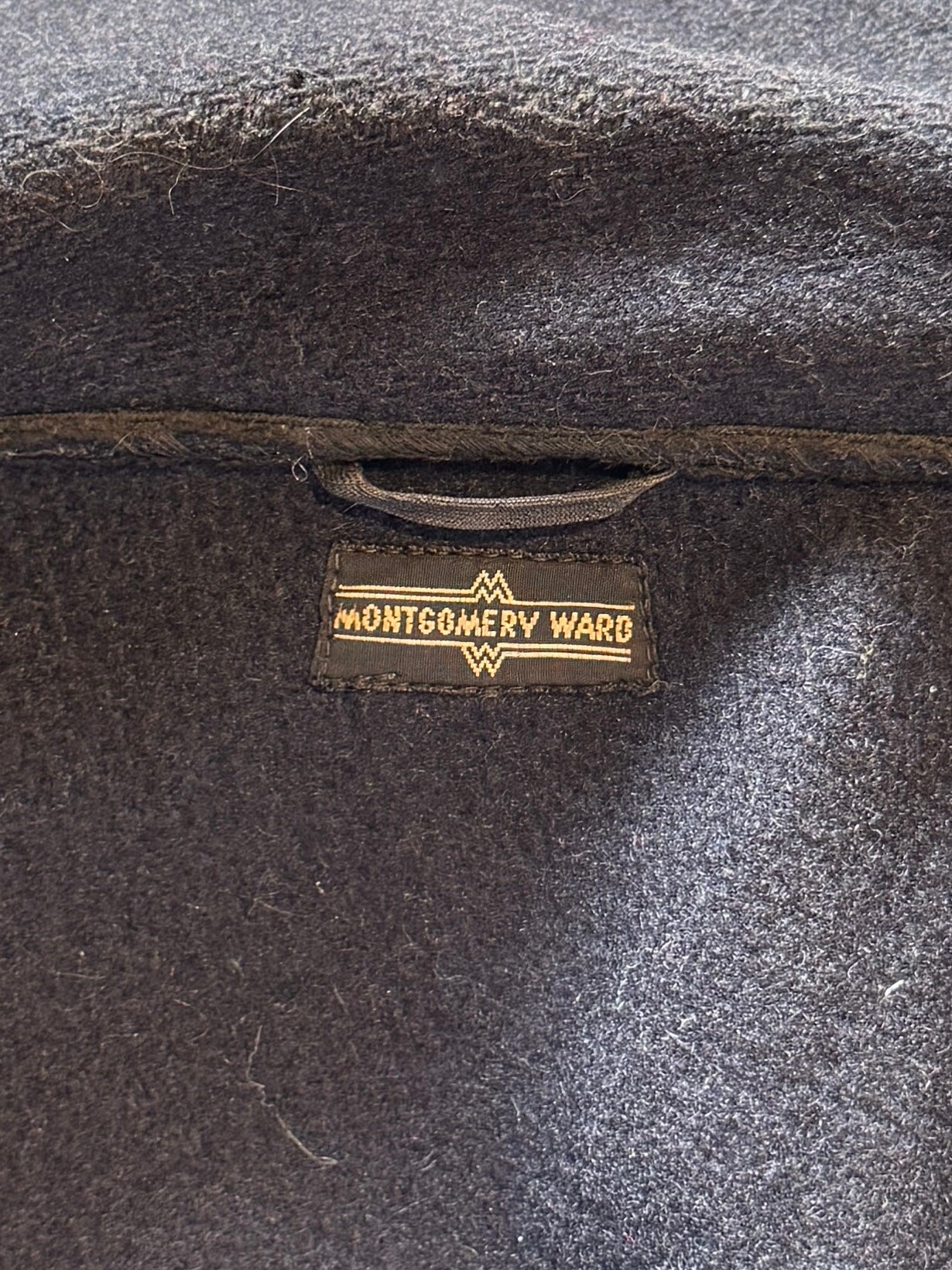 Vintage 1930s 1940s Montgomery Ward Navy Wool and Leather Jacket