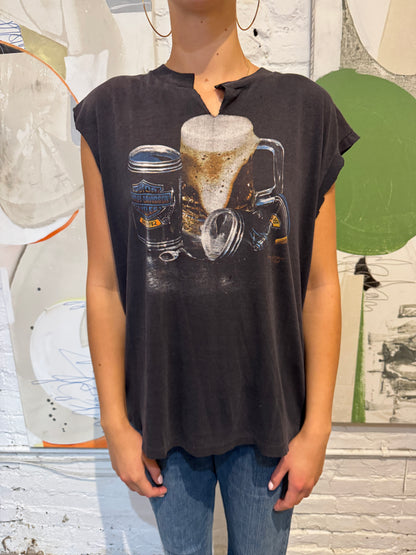 Vintage 1984 3D Harley Davidson Dave Gardner Beer Motorcycle Cutoff T-Shirt