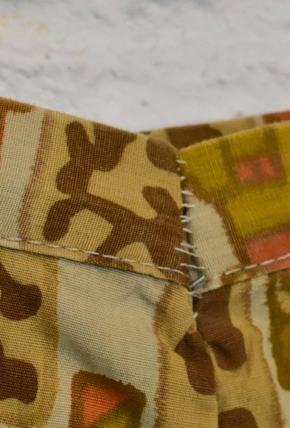 Vintage 1960s Abstract Print Cotton Bermuda Shorts