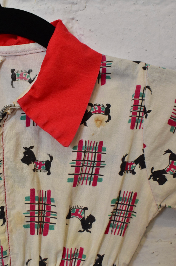 Vintage Kids Toddler Novelty Scottie Dog "Wonderalls" Coveralls