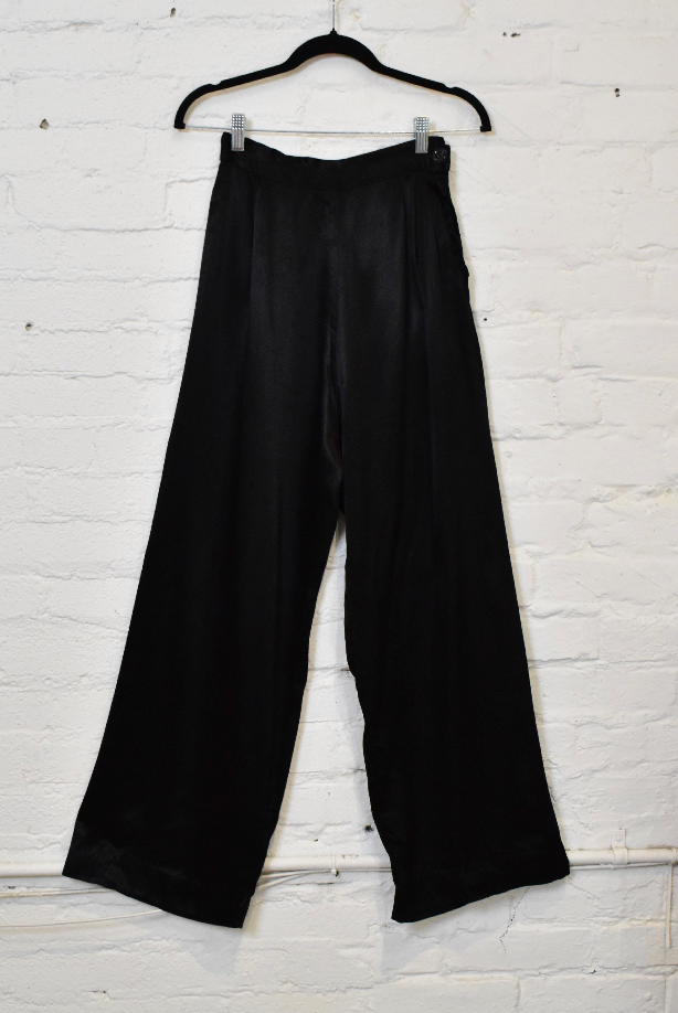 Vintage 1940's/1950's Black Satin Wide Leg Trousers