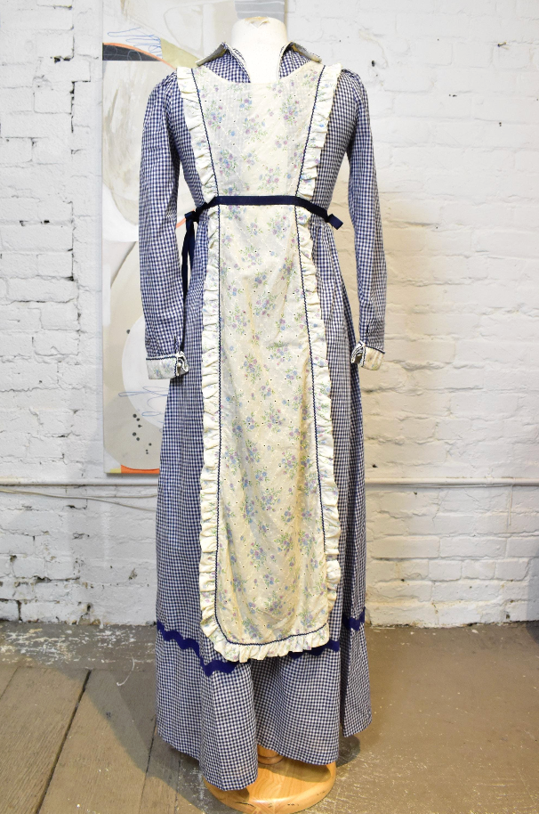 Vintage 60s 70s Black Label "Gunne Sax" Gingham Pinafore Dress