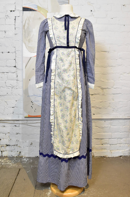 Vintage 60s 70s Black Label "Gunne Sax" Gingham Pinafore Dress