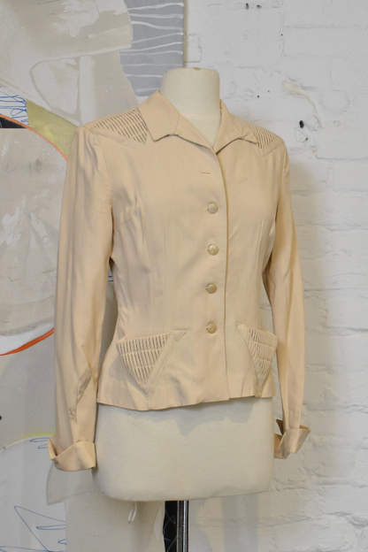 Vintage 1940s Joan Millers Junior Cream Blazer