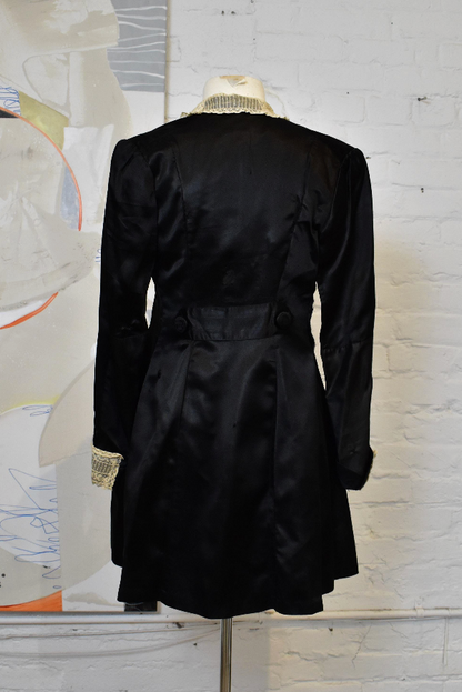Antique Vintage 1920s Black Silk and Lace Dress Jacket