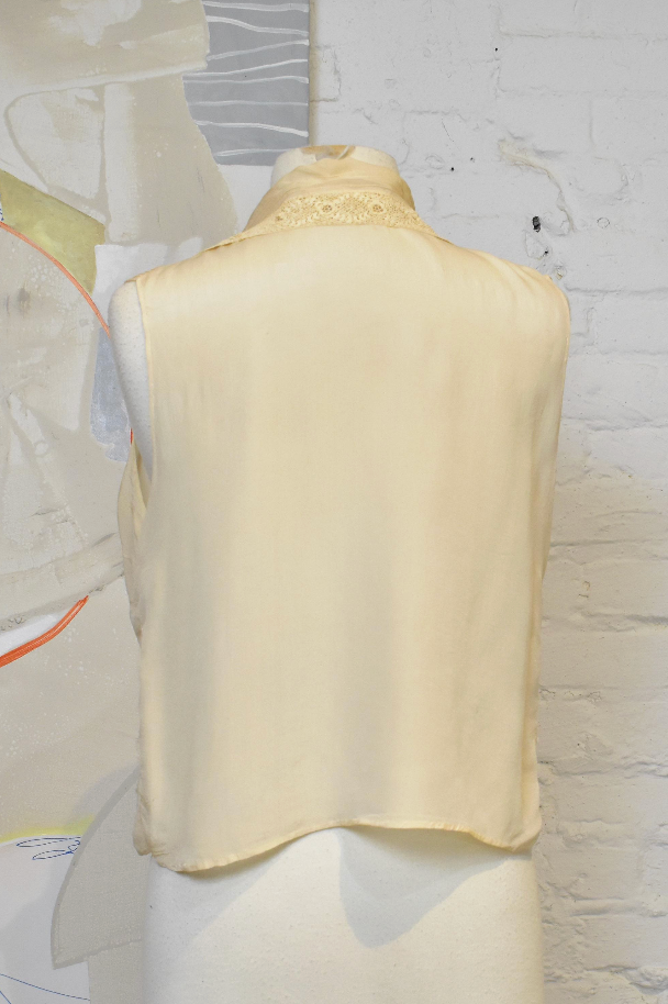 Vintage 1920s Cream Silk and Floral Lace Blouse