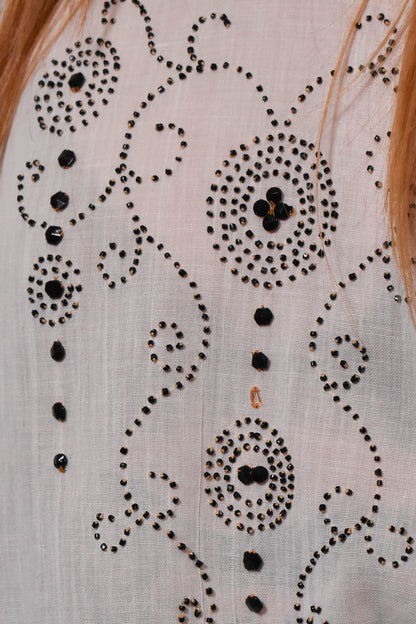 Antique 1920s Cotton Beaded Blouse