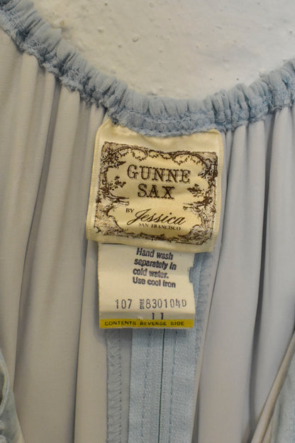 Vintage 1970s "Gunne Sax" Baby Blue Off The Shoulder Dress