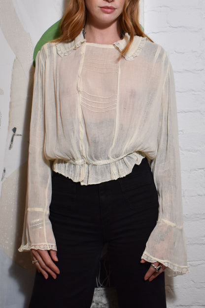 Antique Gauze Cotton Sheer Blouse