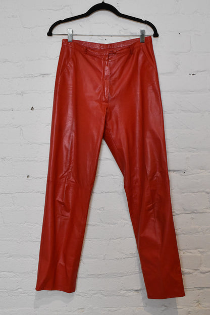 Vintage 1980s "Jota U. Cuero" Red Leather Pants